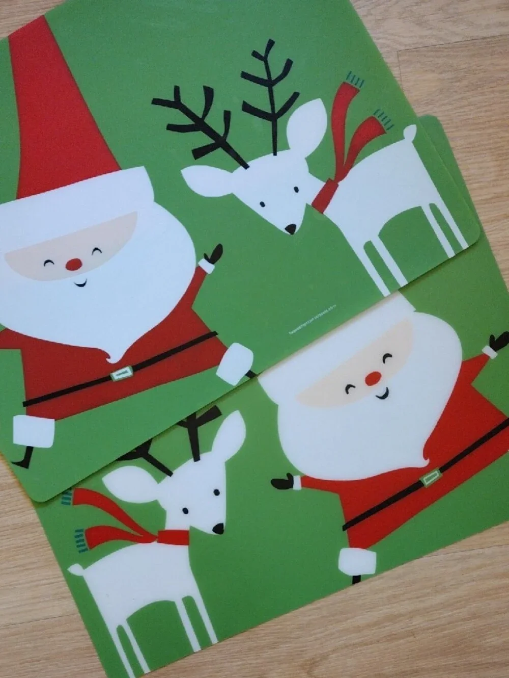 Target 2011 Christmas Holiday Placemats Set of 6 Santa Snowman Penguin 14 x 18